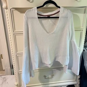 White Free People bell sleeved sweater